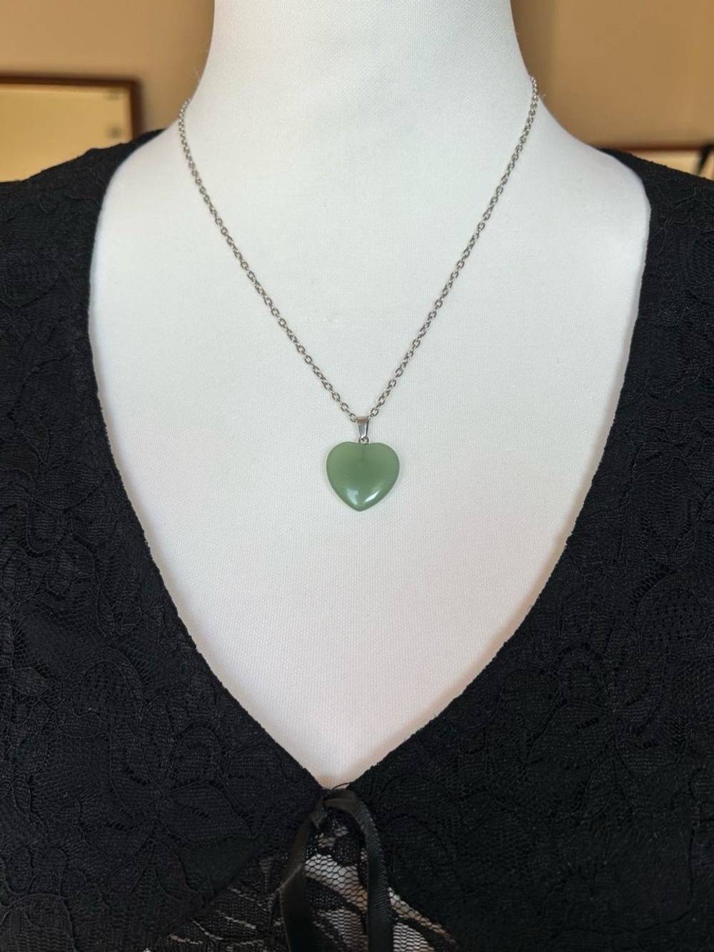 Green Heart Pendant Necklace
